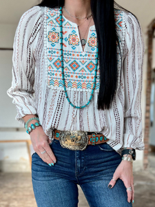 AZTEC EMBROIDERED BLOUSE