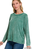 WASHED RIBBED LONG SLEEVE TOP